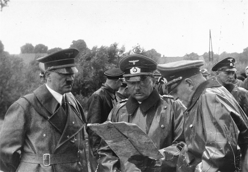 Adolf Hitler at the Wehrmacht maneuvers with Werner von Fritsch and Colonel Hossbach